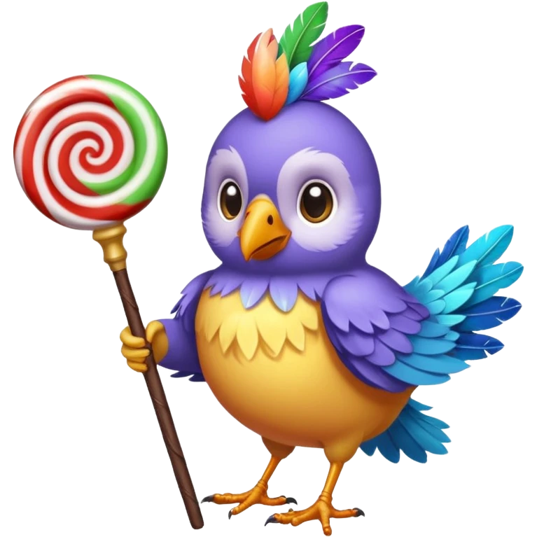 A bird with a magic candy staff emoji