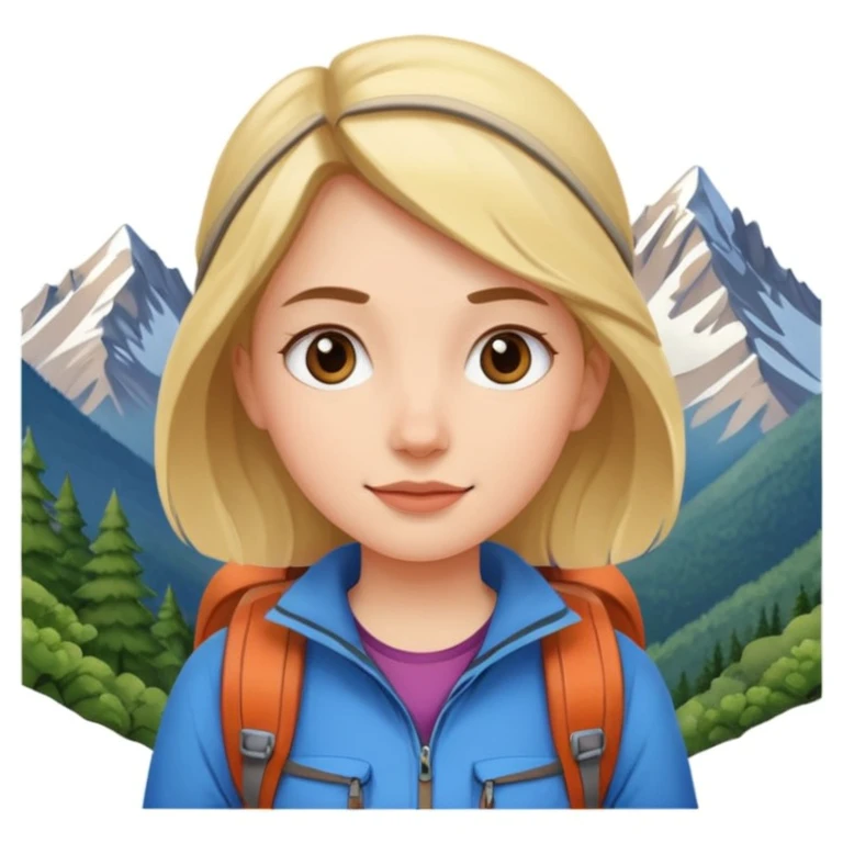 girl back packing mountains background  emoji