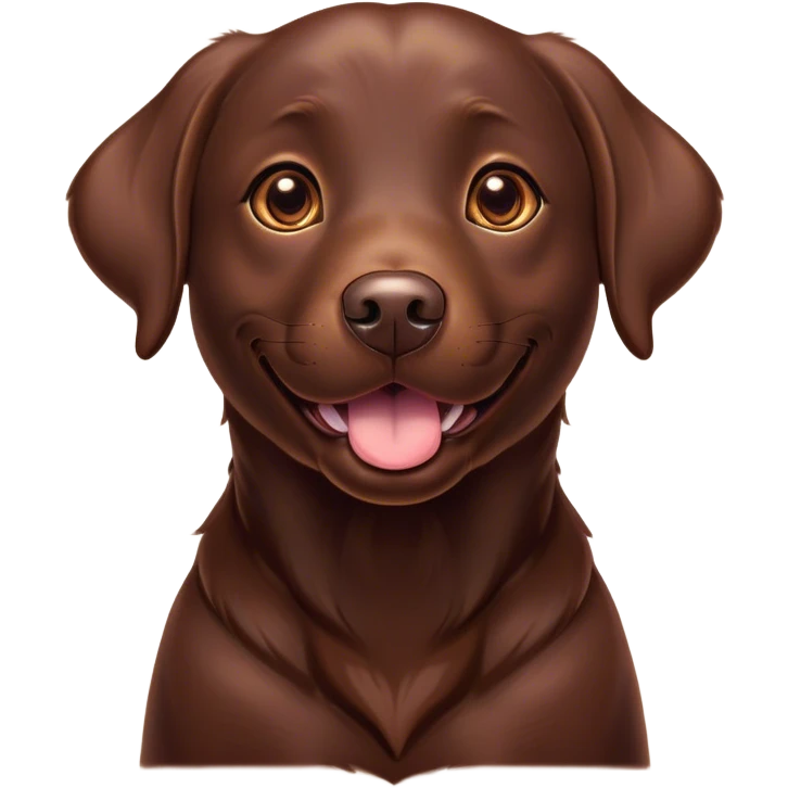 Cinematic Comical Chocolate Labrador Portrait Emoji, Head tilted dramatically with an exaggeratedly amused expression, featuring a glossy chocolate Fur with a rich, radiant finish, wide, expressive brown eyes filled with playful disbelief, Simplified yet hilariously expressive features, highly detailed, glowing with a slightly sassy glow, high shine, dramatic yet playful, stylized with an air of cheeky mischief, bright and endearing, soft glowing outline, capturing the essence of a spirited and over-the-top companion, so meme-worthy it feels like it could side-eye its way into internet fame instantly! emoji