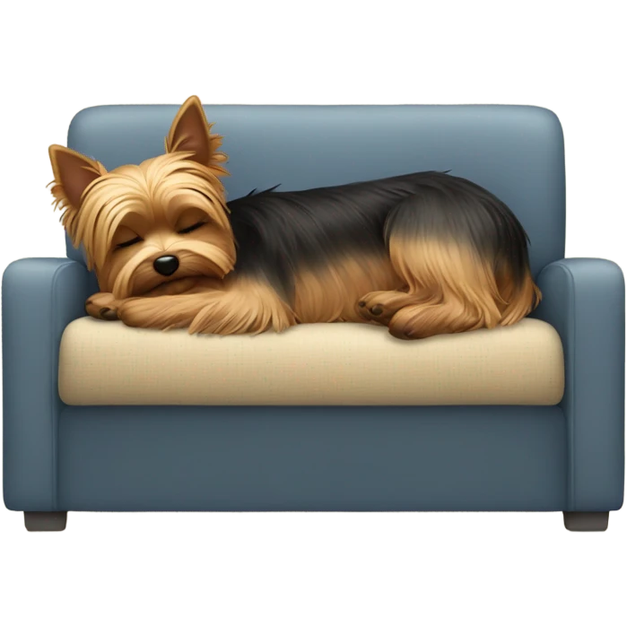 Yorkie sleeping on a couch emoji