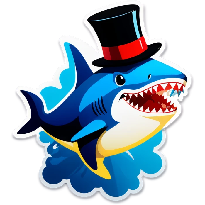 Shark with a top hat emoji