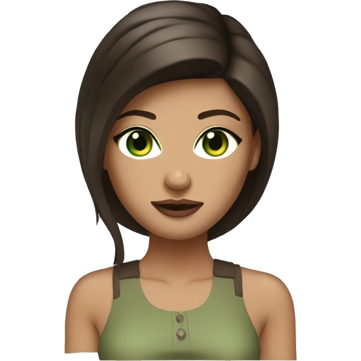 baddie brunette with green eyes and beige skin hot outfit emoji