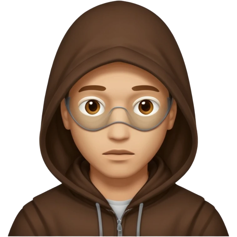 mysterious man in a brown hood covering eyes emoji