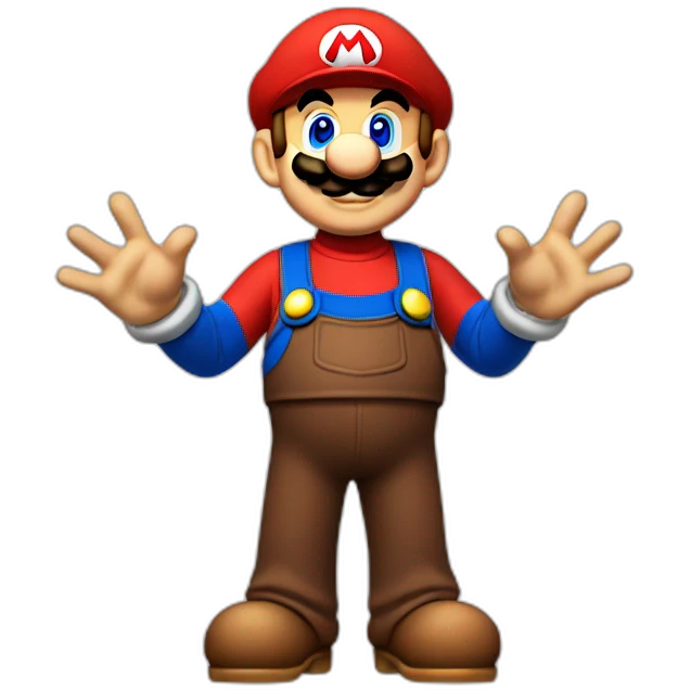 Mario with a t pose emoji