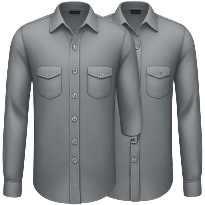 Duas camisas sociais de botão manga longa em tons de cinza, sem ninguém usando, somente camisa  emoji