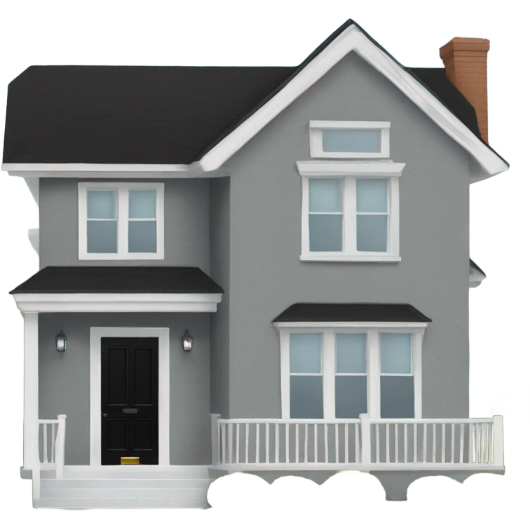 Grey 2 story house white trim black front door emoji