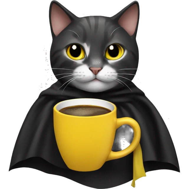 Cat drink to  coffee,  black and yellow cape emoji