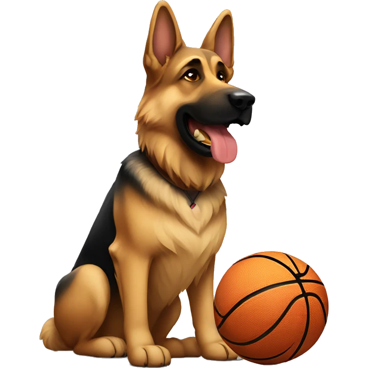 German shepherd with a basketball  emoji
