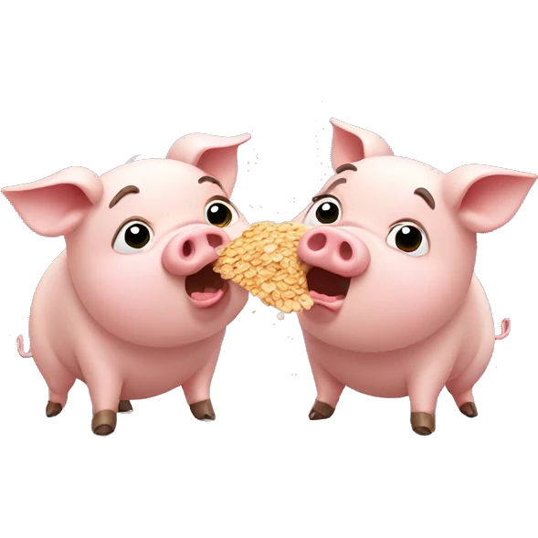 Two pigs fighting over oats  emoji