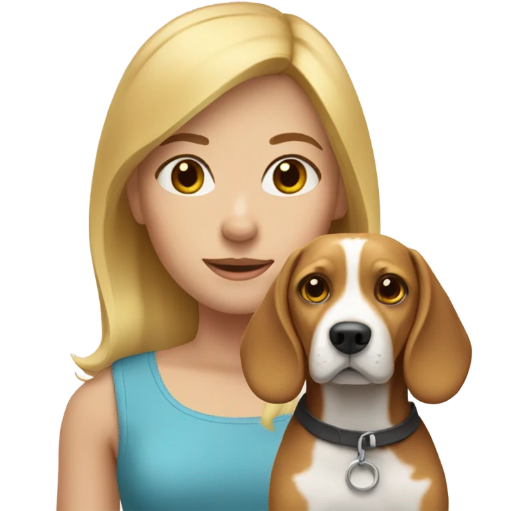 blonde girl with beagle dog  emoji