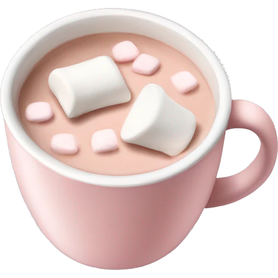 Light Pink mug of hot chocolate with marshmallows  emoji