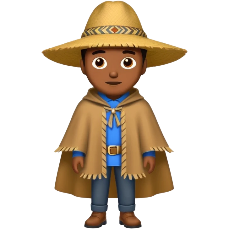 brown skin man with fashion pancho emoji