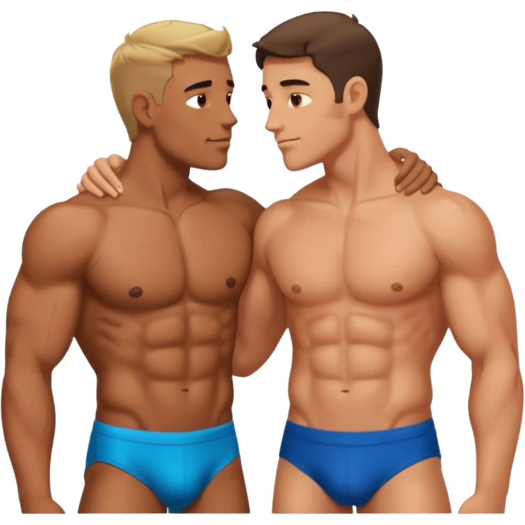 2 shirtless men making out emoji