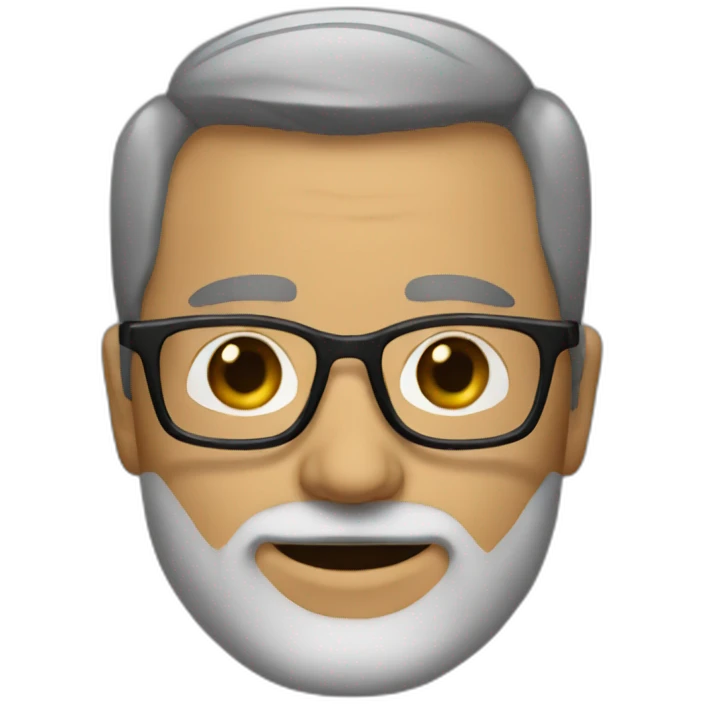 A 50 year old men with short hair, beard and rectangle glasses emoji