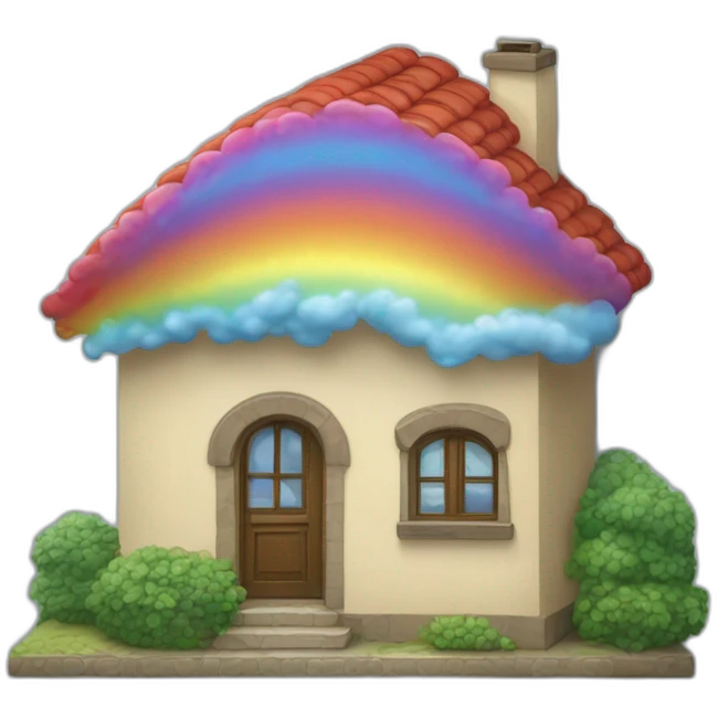 Arc-en-ciel dans une maison emoji