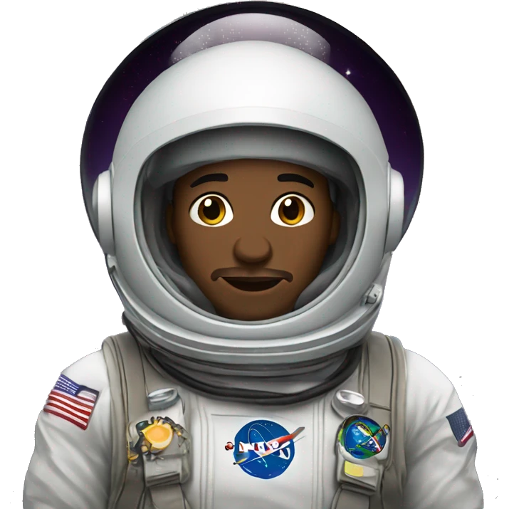 Picture of an African-American man wearing a space helmet emoji