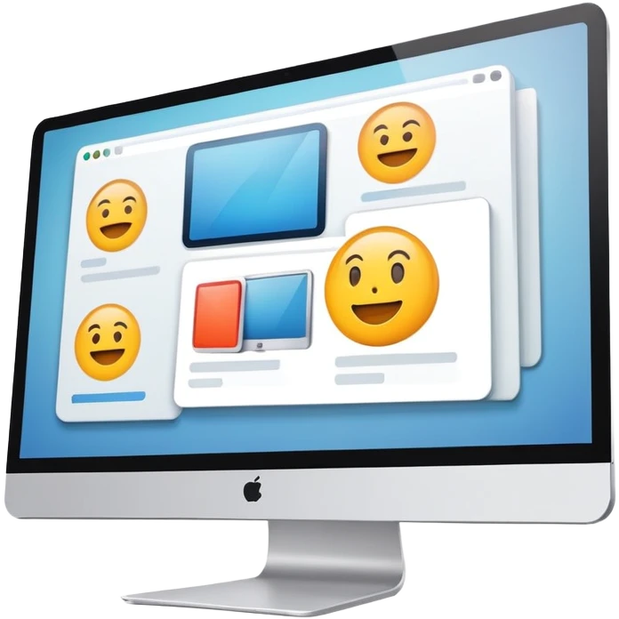 Computer displaying a website homepage emoji