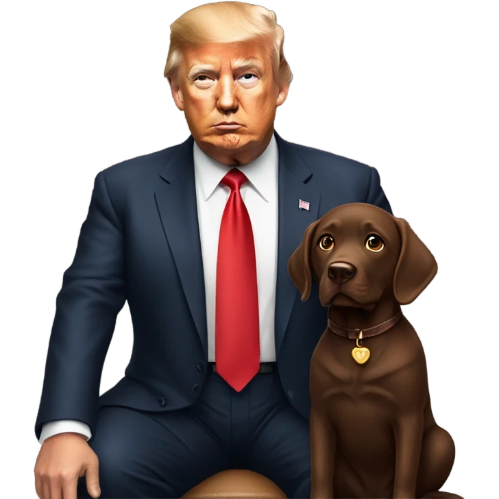 Donald trump with a chocolate lab dog emoji