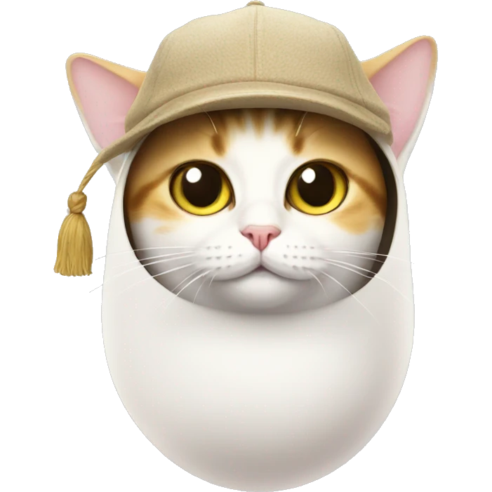 egg cat with a cap emoji