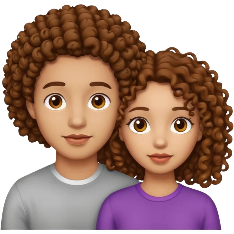 Light skin couple, girl with brown curly hair emoji