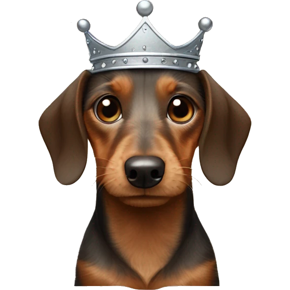 Wire-haired dachshund, brown, with a crown on the head emoji