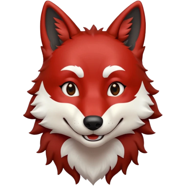 Red and black wolf with white accents smiling  emoji
