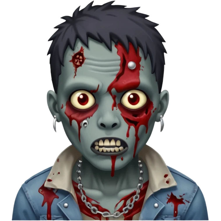 Black zombie with piercings emoji