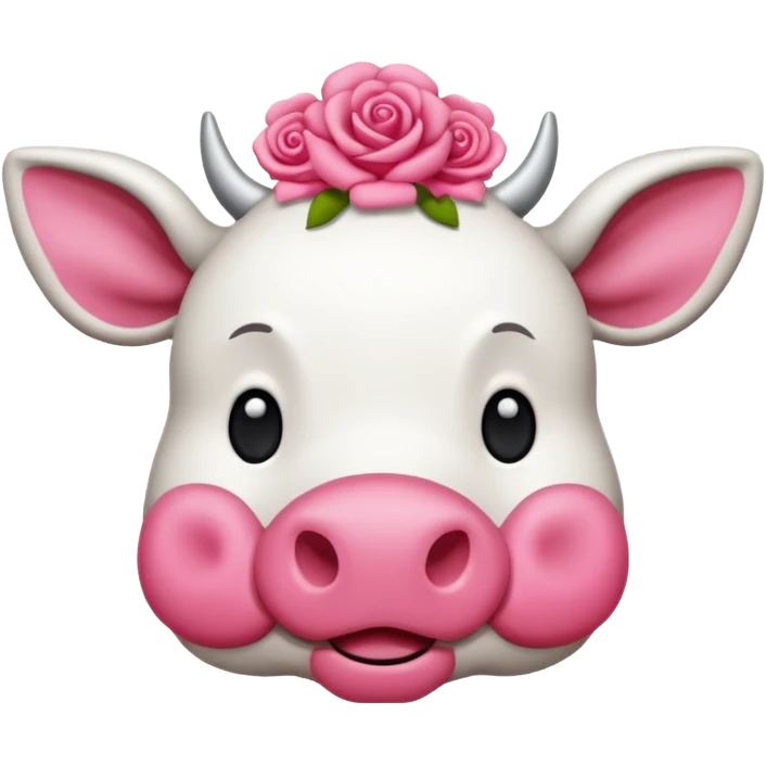 hazme una vaca con manchas rosas estilo cartoon en 2D emoji