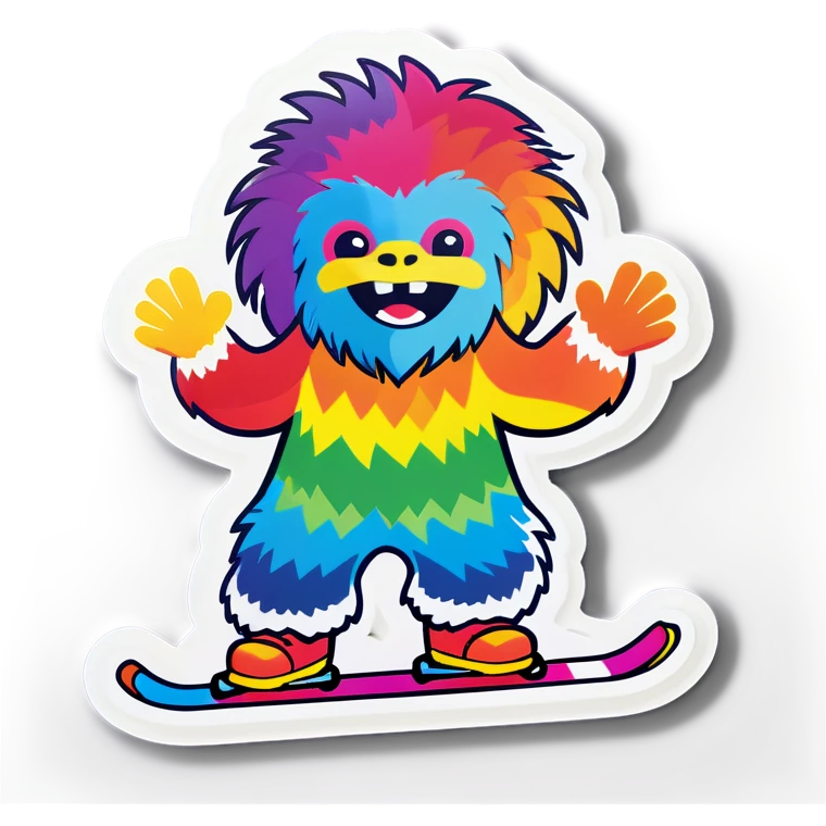 skiing rainbow yeti emoji