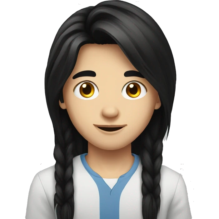 european teenager boy long black hair emoji