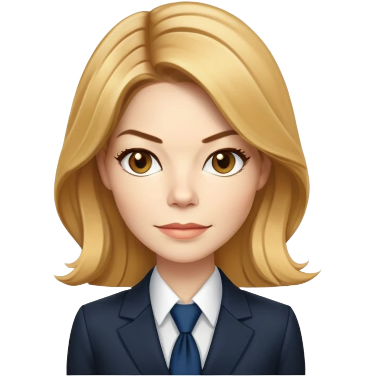 Michelle Monaghan with honey blonde hair as CEO in business attire emoji