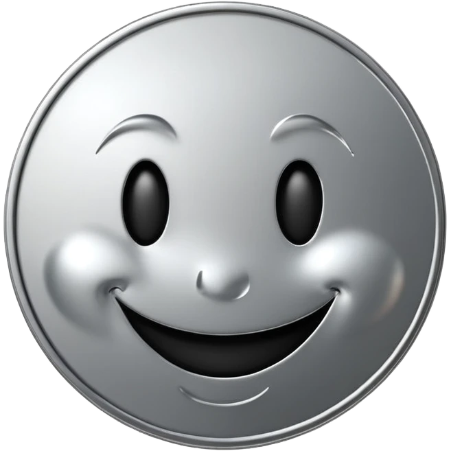 Silver coin smiley face emoji