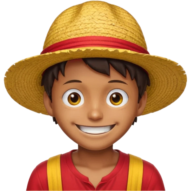 Luffy with a big smile and red shirt with yellow and red straw hat emoji