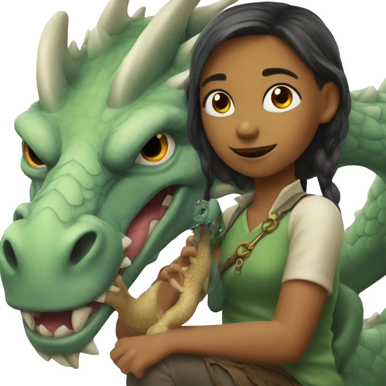 Girl with dragon emoji