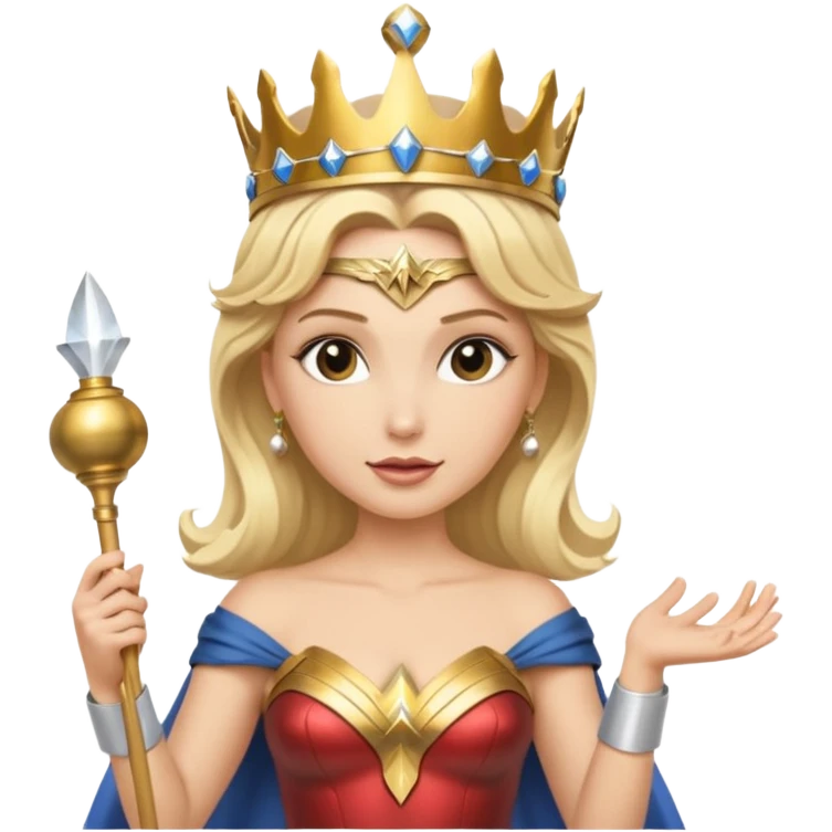 Blonde Wonder Woman holding short white orchestra conductor’s baton and bell emoji