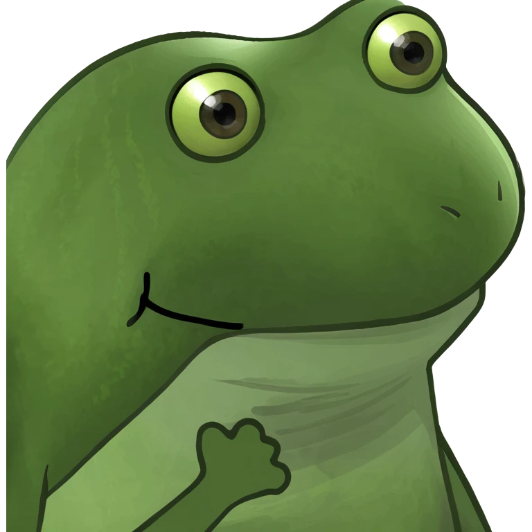 cat holding a spring orchid, green bufo frog meme style emoji