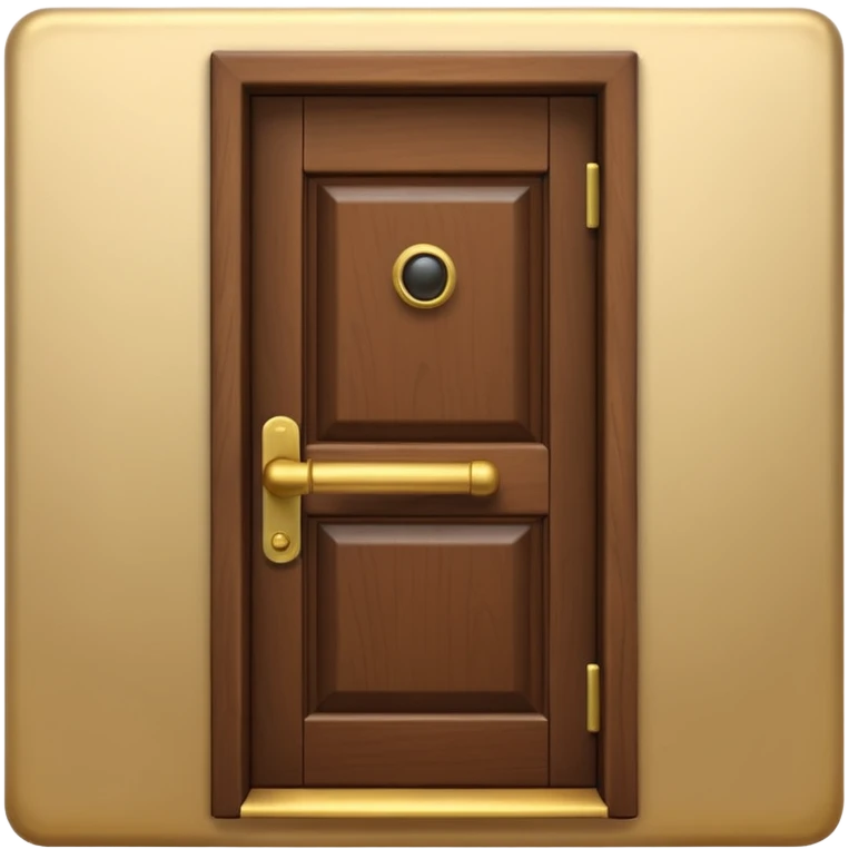 iOS-style 3D emoji: a simple closed wooden door with a shiny brass handle, door slightly shaking as if just knocked loudly, soft shadows; no text, no faces emoji