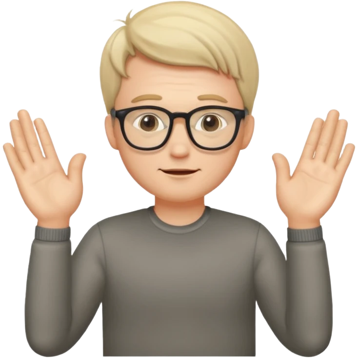 A white Man doing namaste with wearing specs emoji