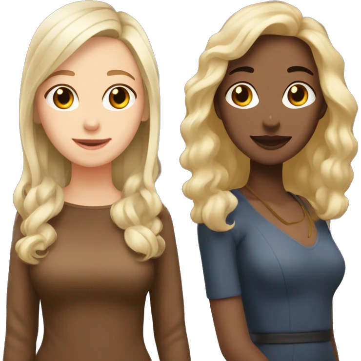 1 lady with ash blonde hair and 1 lady with brown hair madly in love emoji