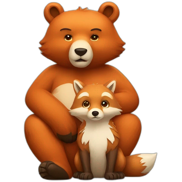 bear and fox are sitting together emoji