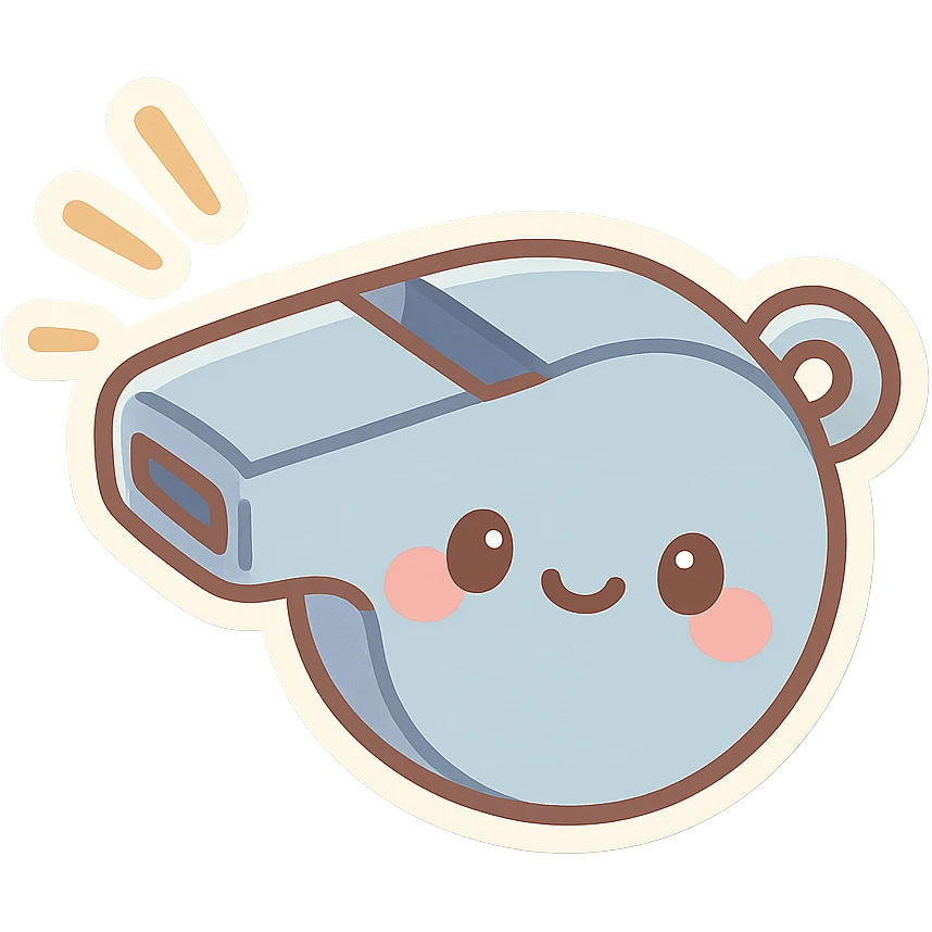 a cartoon-style whistle with sound lines emoji