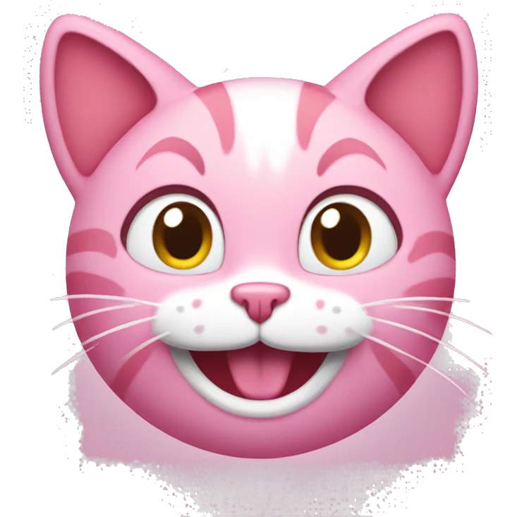 The pink cartoon cat is smiling broadly emoji