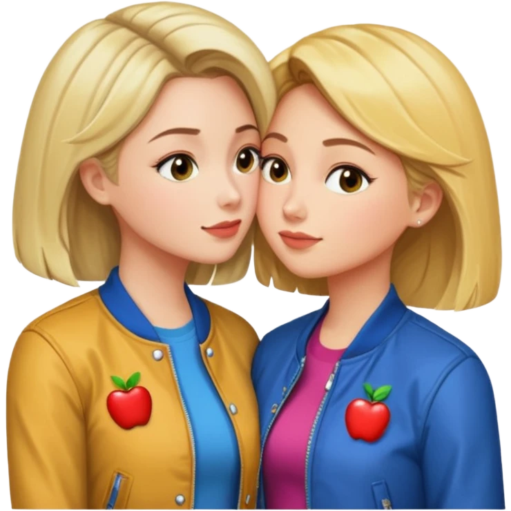 Lana Lang and Chloe Sullivan, affectionate kiss, apple style emoji emoji