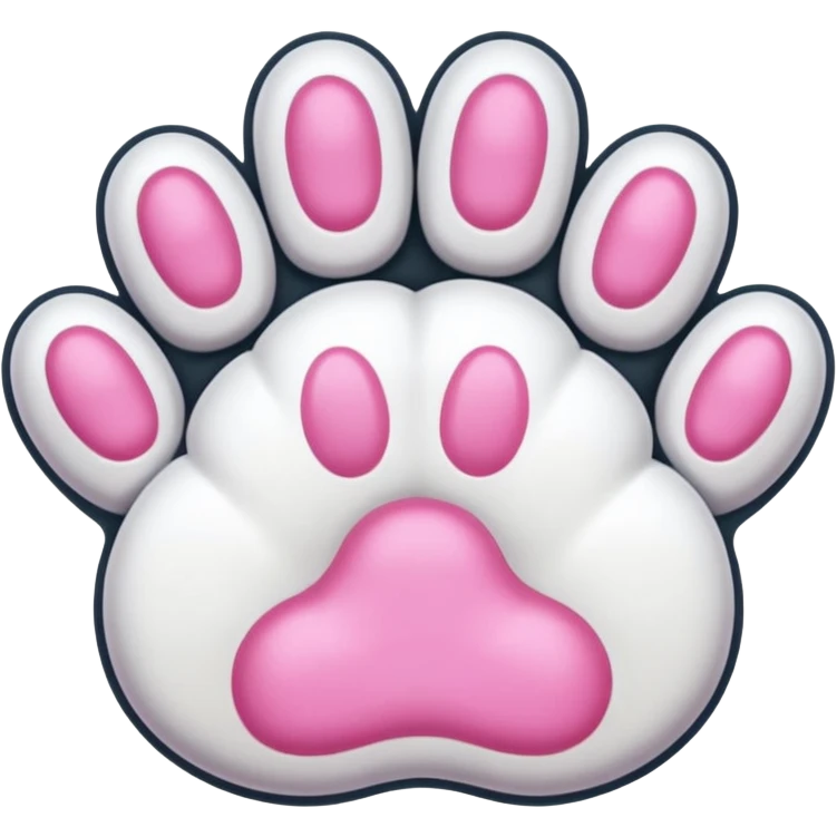 Fluffy white cat paw with six toes and claws emoji