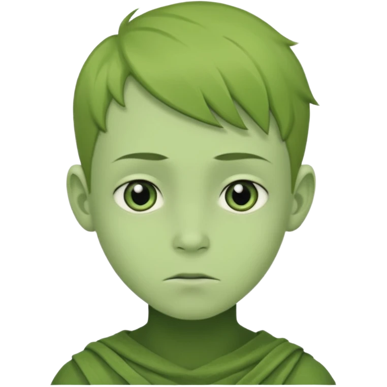  a green boy with a boring face emoji