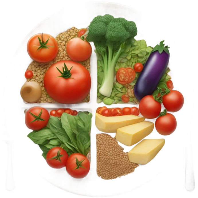 plate of healthy food with tomatoes emoji