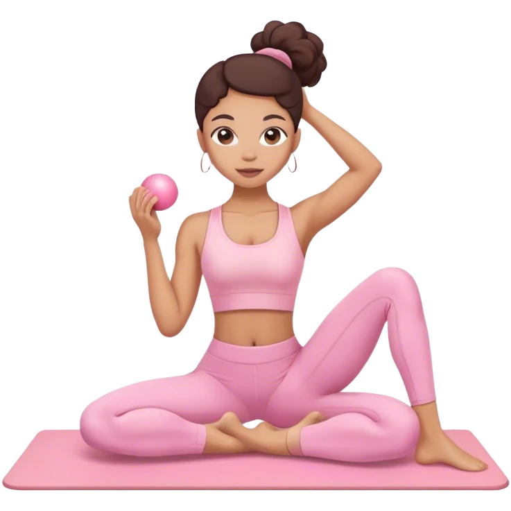 lightskin girl wearing light pink doing pilates emoji