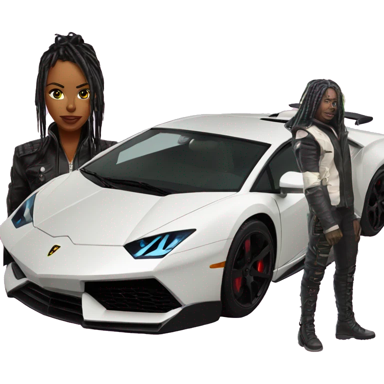 Cyber punk in front of two lambos  emoji