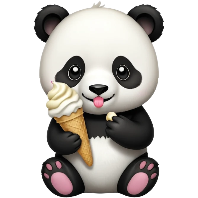 Panda eating ice cream emoji