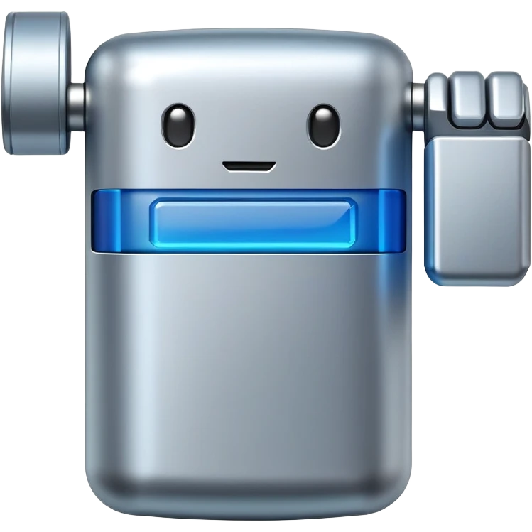 A digital illustration of a vibrant Android battery emoji flexing its biceps inside the battery icon. The emoji has a metallic silver finish with a bright blue screen displaying a charging symbol, and the biceps are rendered with subtle shading to create a sense of strength and movement. The background is a clean white space, highlighting the emoji's design, with the text "ANDROID" subtly embossed in the bottom corner. Soft, diffused lighting emphasizes the emoji's contours and creates a polished, futuristic aesthetic. emoji